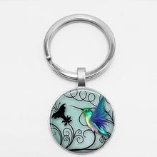 Load image into Gallery viewer, Handmade Blue Hummingbird Keychains Hummingbird Pendant Glass Pokemon Jewelry Art Glass Cabochon Keyring Jewelery