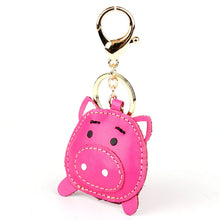 Load image into Gallery viewer, Handmade Cute Pig Puppy Genuine Real Leather Dog Keychain For Keys Animal Car Key Chain Key Ring Women Bag Pendant Charm