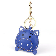 Load image into Gallery viewer, Handmade Cute Pig Puppy Genuine Real Leather Dog Keychain For Keys Animal Car Key Chain Key Ring Women Bag Pendant Charm
