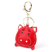 Load image into Gallery viewer, Handmade Cute Pig Puppy Genuine Real Leather Dog Keychain For Keys Animal Car Key Chain Key Ring Women Bag Pendant Charm