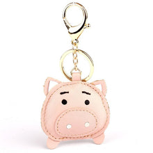 Load image into Gallery viewer, Handmade Cute Pig Puppy Genuine Real Leather Dog Keychain For Keys Animal Car Key Chain Key Ring Women Bag Pendant Charm