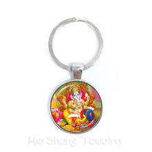 Load image into Gallery viewer, 2018 New Classic 25mm Ganesha Buddha Elephant Glass Dome Keychains Handmade Men Jewelry Car Key Holder Souvenir For Gift