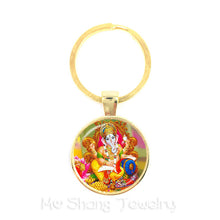 Load image into Gallery viewer, 2018 New Classic 25mm Ganesha Buddha Elephant Glass Dome Keychains Handmade Men Jewelry Car Key Holder Souvenir For Gift