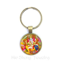 Load image into Gallery viewer, 2018 New Classic 25mm Ganesha Buddha Elephant Glass Dome Keychains Handmade Men Jewelry Car Key Holder Souvenir For Gift