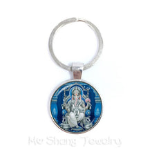 Load image into Gallery viewer, 2018 New Classic 25mm Ganesha Buddha Elephant Glass Dome Keychains Handmade Men Jewelry Car Key Holder Souvenir For Gift