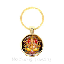 Load image into Gallery viewer, 2018 New Classic 25mm Ganesha Buddha Elephant Glass Dome Keychains Handmade Men Jewelry Car Key Holder Souvenir For Gift