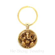 Load image into Gallery viewer, 2018 New Classic 25mm Ganesha Buddha Elephant Glass Dome Keychains Handmade Men Jewelry Car Key Holder Souvenir For Gift