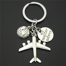 Load image into Gallery viewer, 1PC Earth Airplane Keychains No Matter Where Pendant Travel Keyring Friendship Best Friend Jewelry Diy Handmade