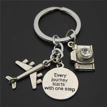 Load image into Gallery viewer, 1PC Earth Airplane Keychains No Matter Where Pendant Travel Keyring Friendship Best Friend Jewelry Diy Handmade